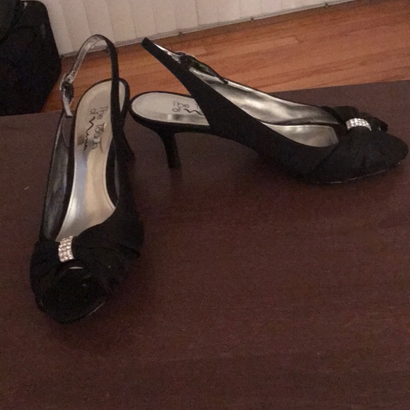 The Touch of Nina Black Satin Slingbacks - Picture 2 of 4
